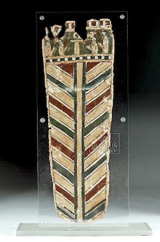 Egyptian Cartonnage Leg Panel w/ Sons of Horus & Ankh