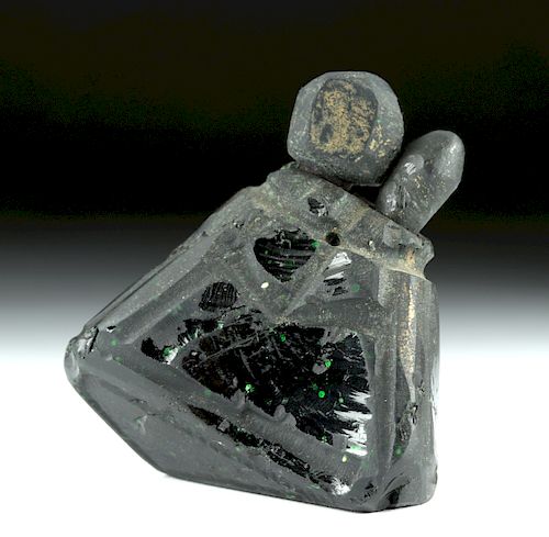 Indian Madhya Pradesh Glass Double Inkwell w/ Stoppers