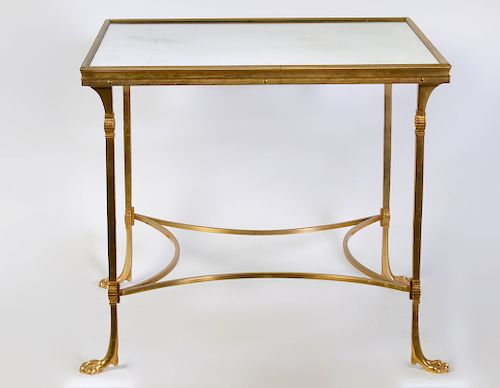 Bronze Square Side Table with Mirrored Top