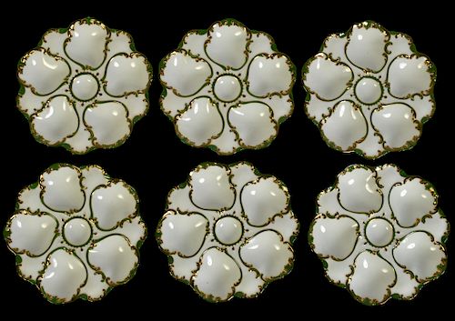 Set of Six Limoges Oyster Plates