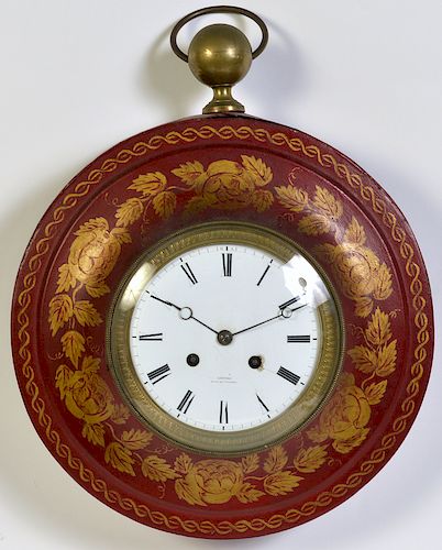 Jean-Antoine Lepine French Red Tole Wall Clock