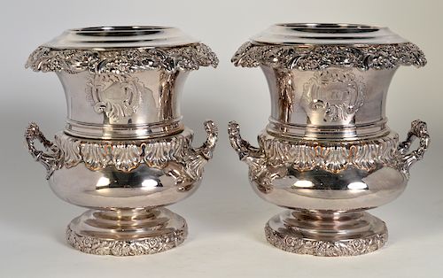 Pr. 19th C. Old Sheffield Silverplate Wine Coolers