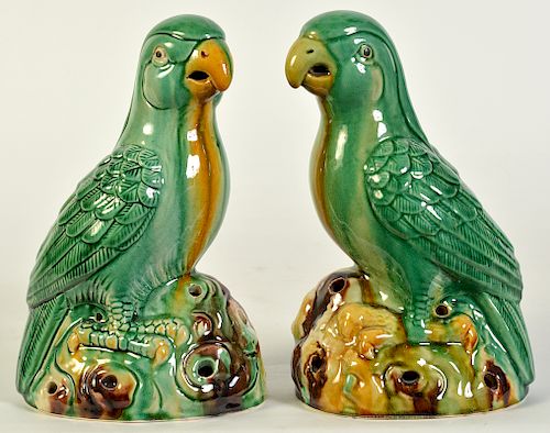 Pr. Glazed Porcelain Bird Figurines