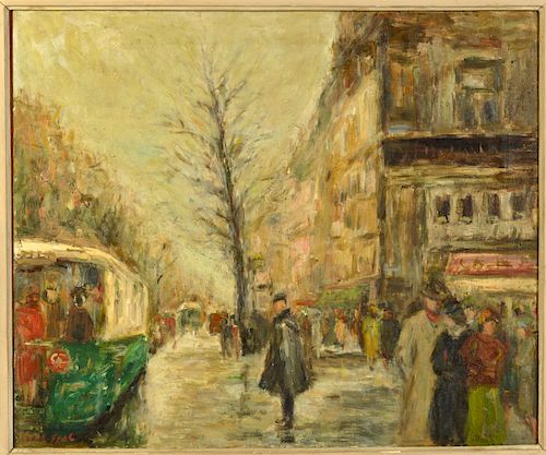 Large Gabriel Spat 'Rainy Day in Paris' Painting