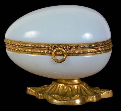 White Opaline Bronze Mounted Egg Box