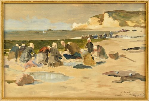 Attributed to Ridgeway Knight, "By the Sea" W/C/P