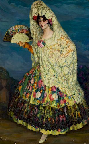 Joan Cardona Lladós, "La maja de las flores" , Oil on canvas Joan Cardona Lladós, "La maja de las flores" , Óleo sobre l