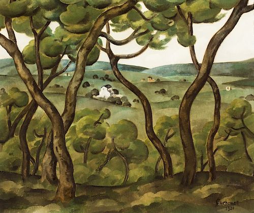 Artur Carbonell i Carbonell, Landscape, Oil on canvas Artur Carbonell i Carbonell, Paisaje, Óleo sobre lienzo