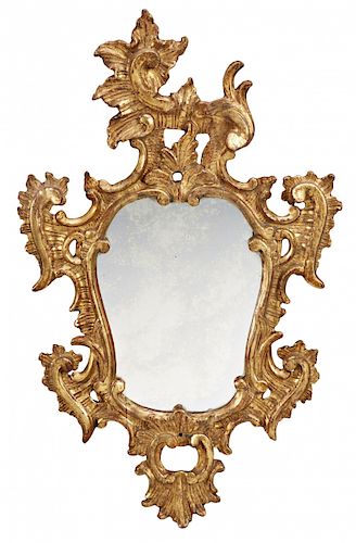 Ferdinand VI ornamental mirror in carved and gilt wood, mid Cornucopia Fernando VI en madera tallada y dorada, de media