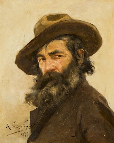 Antonio Torres Fuster, Male portrait, Oil on canvas Antonio Torres Fuster, Retrato masculino, Óleo sobre lienzo