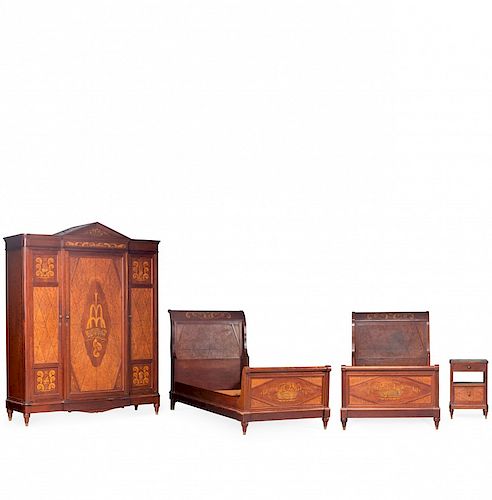 Attributed to Joan Busquets i Jané, Bedroom, Mahogany and m Atribuido a Joan Busquets i Jané, Dormitorio, Caoba y raíz 