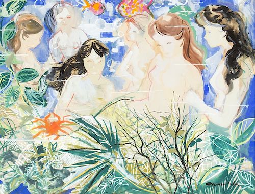 Emili Grau Sala, Mermaids, Watercolour and gouache on paper Emili Grau Sala, Sirenas, Acuarela y gouache sobre papel