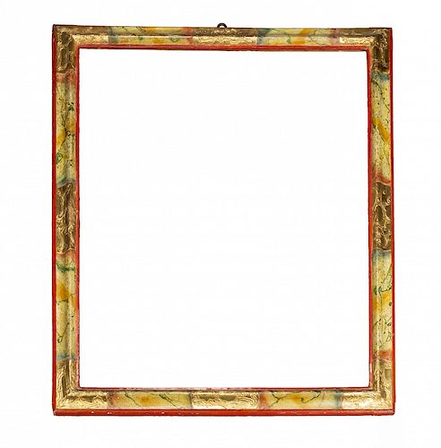 Spanish frame in marbled polychrome and gilt wood, probably Marco español en madera policromada en marmoleado y dorada,