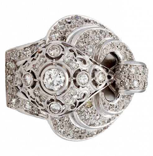 Diamonds bombée ring, mid 20th Century Sortija bombée de diamantes, de mediados del siglo XX