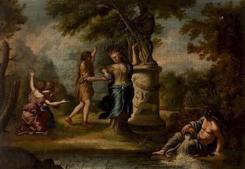 Italian school, 17th Century   , Apollo and Daphne, Oil on  Escuela italiana del siglo XVII , Apolo y Dafne, Óleo sobre