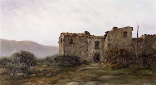 Modest Urgell, Rural view, Oil on canvas Modest Urgell, Vista rural, Óleo sobre lienzo