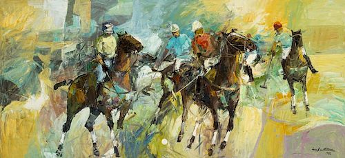 César Buenaventura y Espinosa, "Polo players", Oil on canvas César Buenaventura y Espinosa, "Polo players", Óleo sobre l