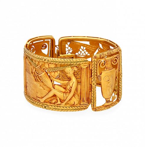 Fuset y Grau, Noucentist gold bracelet, circa 1922 Fuset y Grau, Pulsera novecentista en oro, hacia 1922