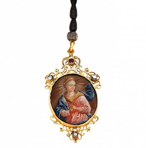 Gold rosary finishing, late 17th-early 18th Century Remate de rosario en oro, de finales del siglo XVII-princip