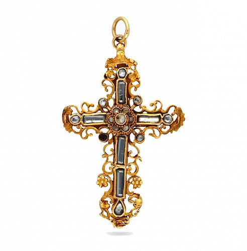 Gold pendant cross, circa 1740 Cruz colgante en oro, hacia 1740