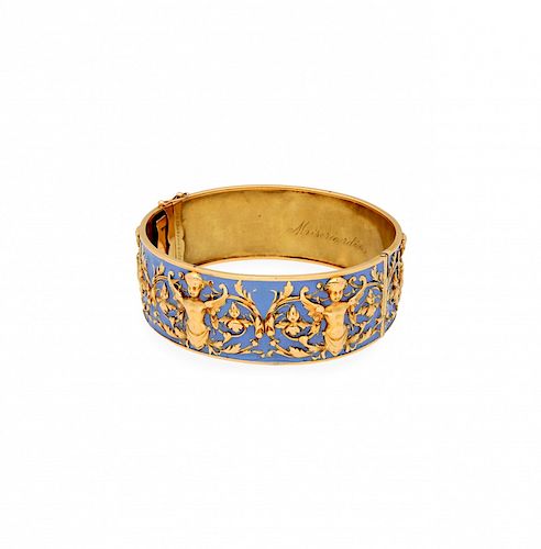 Barcelona bracelet in gold and enamel, early 20th Century Pulsera barcelonesa en oro y esmalte, de principios del sig