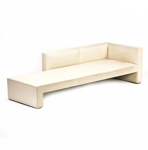 Franco Poli, White couch "Openside", Original leather uphol Franco Poli, Sofá blanco "Openside", Tapicería original en 