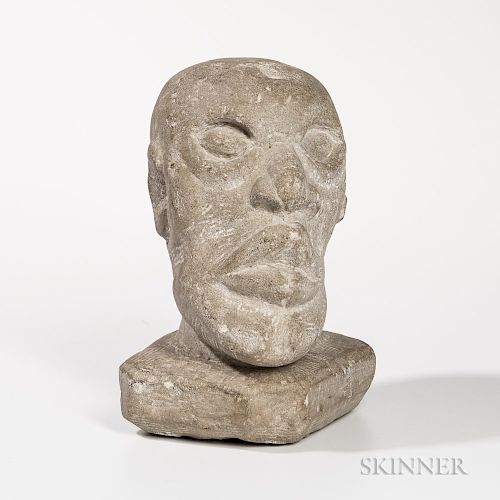 Carved Limestone Stone Head of a Man