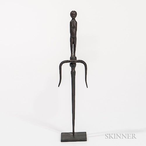 Forged Iron Dagger with Female Figure Hilt