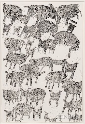 Donald Mitchell, (California, b. 1951)  Untitled (Animals and Figures)