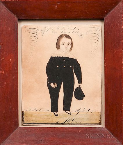 Jane A. Davis (Connecticut/Rhode Island, 1821-1855)  Portrait of Joseph Wanton Gardiner, Born May 31, 1836