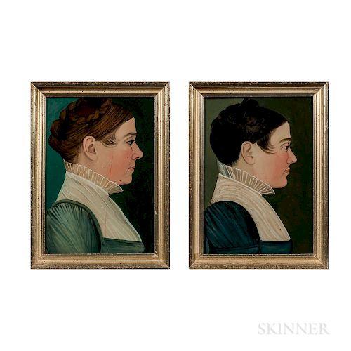 Benjamin Greenleaf (Massachusetts/New Hampshire, 1769-1821)  Two Portraits of Women of the Robert Goold Family