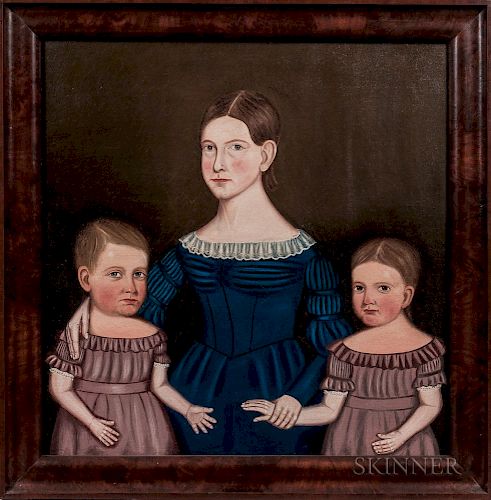 American School, Mid-19th Century  Triple Portrait of Mary Jane, George Augustus, and Adeline Augusta Booth