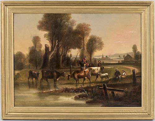 William Otis Bemis (Massachusetts, 1819-1883)  Landscape with Cows