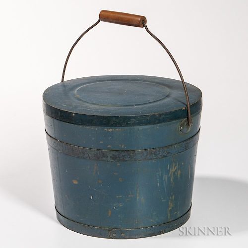 Blue-painted Covered Pail