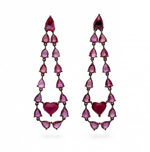 Rubies long earrings Pendientes largos de rubíes