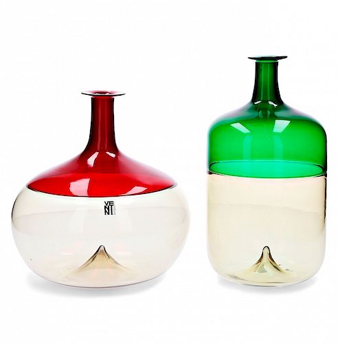 Tapio Wirkkala, Two "Bolle" vases, "Incalmo" polychrome gla Tapio Wirkkala, Dos jarrones "Bolle", Vidrio policromo de M