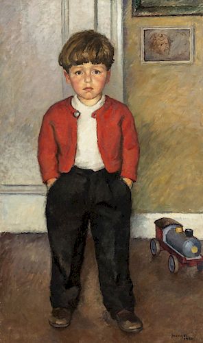Joaquim Sunyer, Portrait of a boy, Oil on canvas Joaquim Sunyer, Retrato de un niño, Óleo sobre lienzo