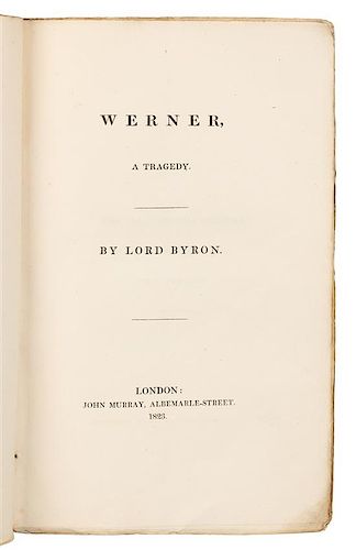 * BYRON, George Gordon Noel, Lord (1788-1824). Werner, a Tragedy. London: John Murray, 1823.