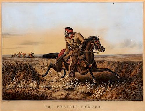 CURRIER and IVES, publishers -- After A. F. Tait. The Prairie Hunter. Lithograph with hand-coloring heightened in gum arabic. 18