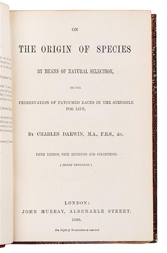 * DARWIN, Charles (1809-1892). On the Origin of Species. London: John Murray, 1869.
