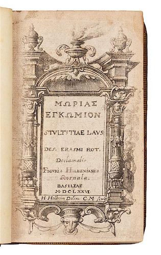 * ERASMUS, Desiderius (1466?-1536). Moriae encomium. Basel: Typis Genathianis, 1676.