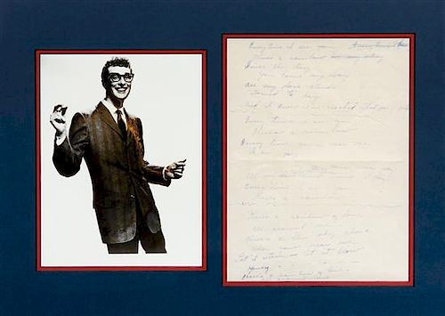 HOLLY, Buddy (1936-1959). Autograph manuscript, unsigned, undated.