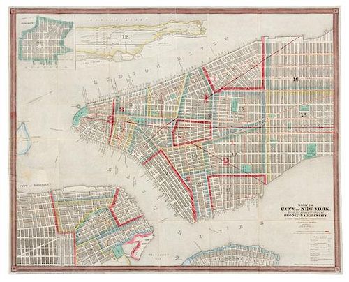 ENSIGN & THAYER. Map of the City of New York, with the adjacent cities of Brooklyn & Jersey City. New York, 1848.