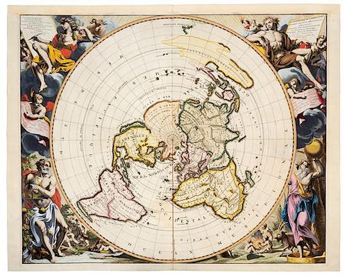 VAN DER AA, Pieter (1659-1733). Planisphere Terrestre Suivant les nouvelle Observations de Astronomes... Leiden, 1713.