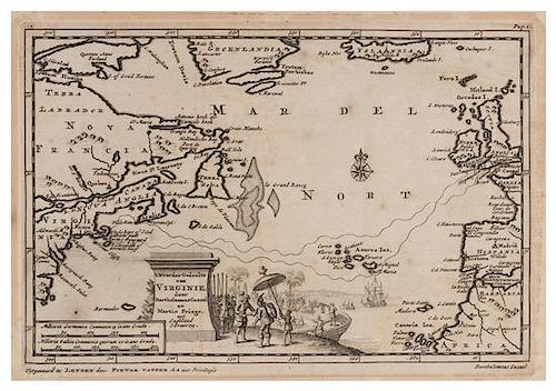 VAN DER AA, Pieter. 't Noorder Gedeelte van Virginie, door Bartholomeus Gosnol en Martin Pringe, uyt Engeland bevaaren. [1707 or