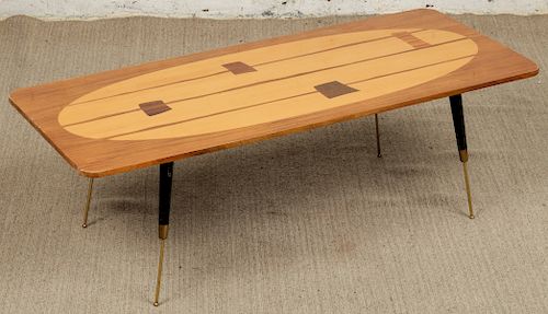 Mid-Century Modern 1950s Atomic Inlaid Wood Coffee Table