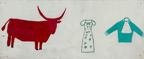 Uncle Pete Drgac (1883-1976) Untitled (Cow, Dress and Jacket)