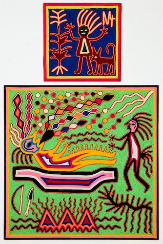 Two Huichol Yarn Paintings