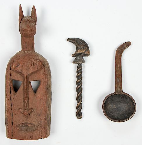 Group of 3 African Artifacts: with old Dogon Mask