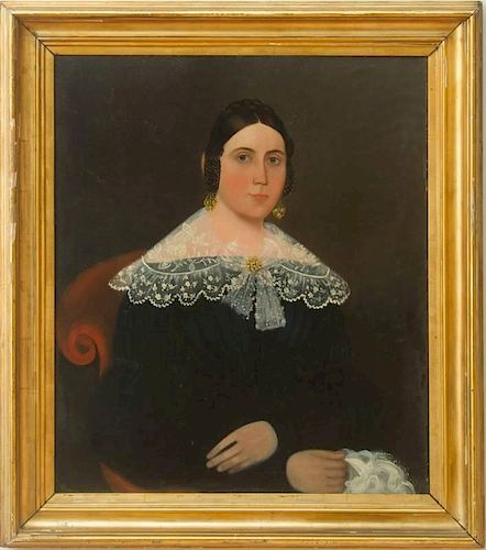 AMERICAN SCHOOL: PORTRAIT OF A LEARNED GENTLEMAN; AND PORTRAIT OF A LADY WITH HANKERCHIEF